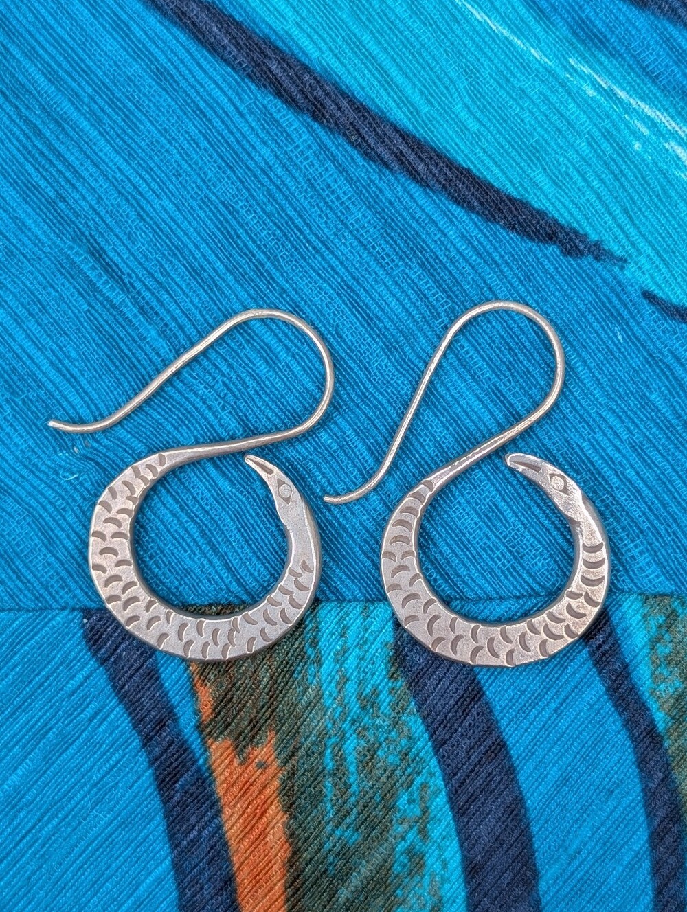 Sterling Silver Textured Snake Earrings